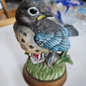 Josef original registered blue bird figure on base Georgian porcelain